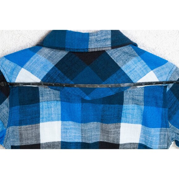 Topo Designs Womens Plaid Flannel Work Shirt Blue & White Size Small - Picture 12 of 12